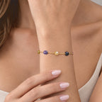 EVER TRUE AA Mehrfarbig Saphir Armband ca. 19 cm 316L Edelstahl Vergoldet ca. 18,00 ct.