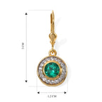 LUXURIANT DIAMOND - AAA Lab Grown Kolumbianischer Smaragd, Weißer Zirkon Ohrringe 925 Silber 750 Gelbgold vermeil ca. 2,13 ct.