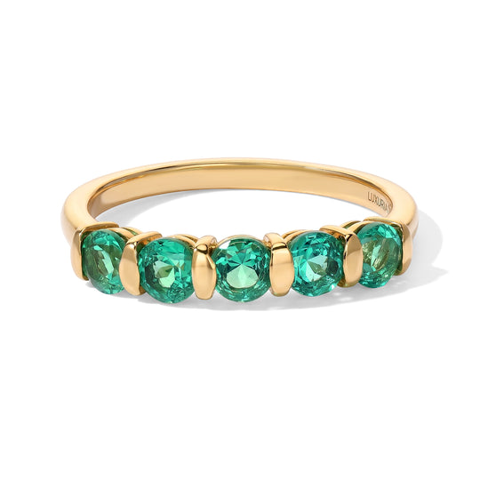 LUXURIANT DIAMOND - AAA Lab Grown Kolumbianischer Smaragd Ring 925 Silber 750 Gelbgold vermeil (Größe 20.00) ca. 1,35 ct