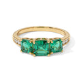 LUXURIANT DIAMOND - AAA Lab Grown Kolumbianischer Smaragd Ring 925 Silber 750 Gelbgold vermeil (Größe 17.00) ca. 2,27 ct