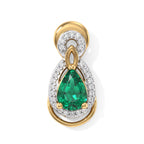 LUXURIANT DIAMOND - AAA Lab Grown Kolumbianischer Smaragd, Weißer Zirkon Anhänger 925 Silber 750 Gelbgold vermeil ca. 0,74 ct.