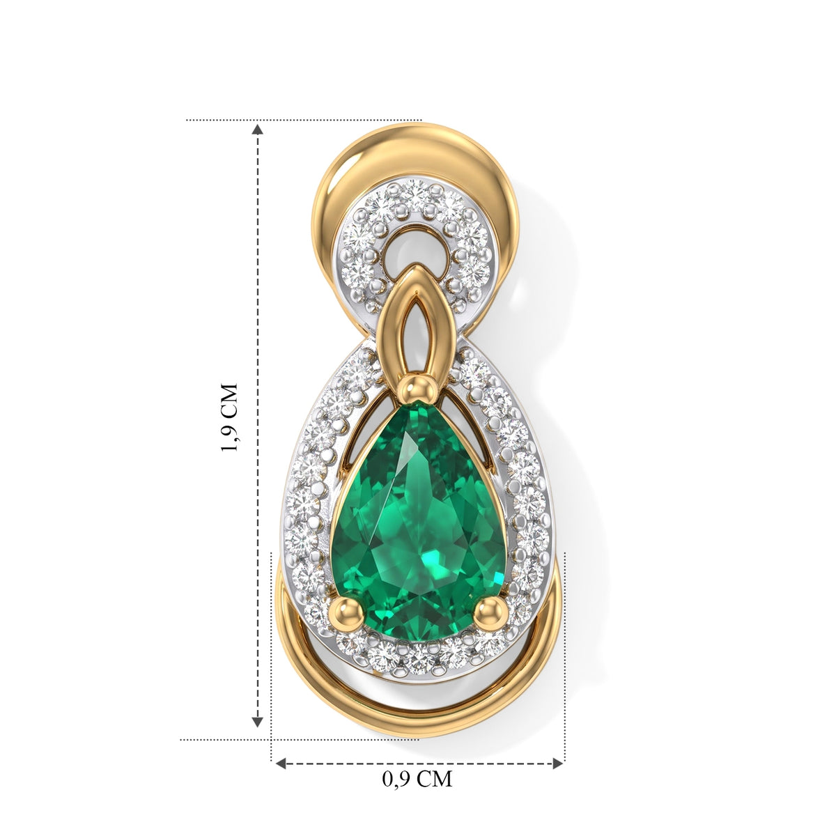LUXURIANT DIAMOND - AAA Lab Grown Kolumbianischer Smaragd, Weißer Zirkon Anhänger 925 Silber 750 Gelbgold vermeil ca. 0,74 ct.