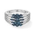 D'Joy Blauer Diamant Ring 925 Silber Rhodiniert (Größe 18.00) (9-14 Werktage Lieferzeit) ca. 1,33 ct