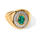 LUXURIANT DIAMOND - AAA Lab Grown Kolumbianischer Smaragd, Lab Grown Diamant Ring 925 Silber 750 Gelbgold vermeil (Größe 17.00) ca. 1,69 ct