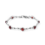EVER TRUE Mosambik Granat Armband ca. 18 cm 316L Edelstahl ca. 7,97 ct.