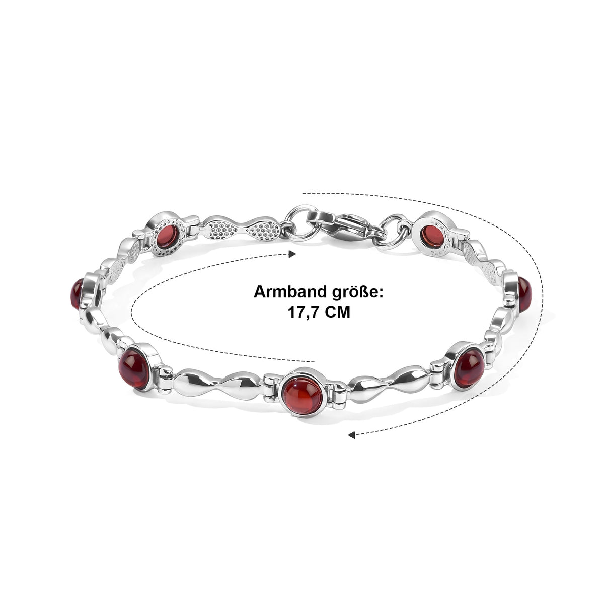 EVER TRUE Mosambik Granat Armband ca. 18 cm 316L Edelstahl ca. 7,97 ct.