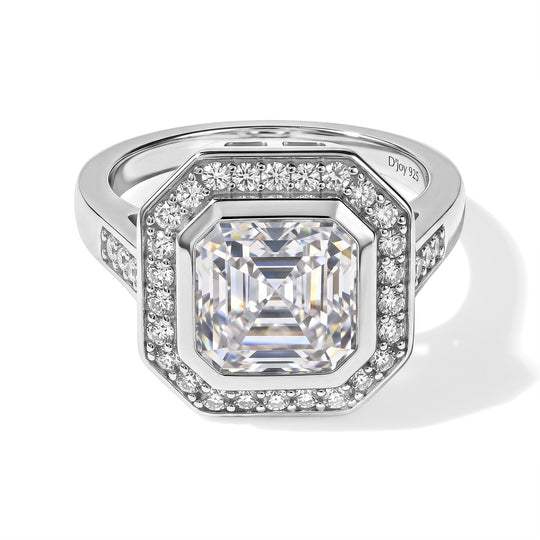 D'Joy Moissanit Ring 925 Silber Rhodiniert (Größe 20.00) ca. 4,27 ct