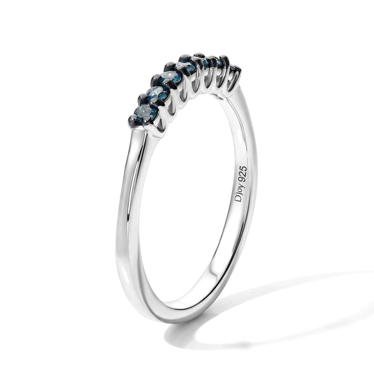 D'Joy Blauer Diamant (IR) Ring 925 Silber Rhodiniert (Größe 20.00) ca. 0,18 ct