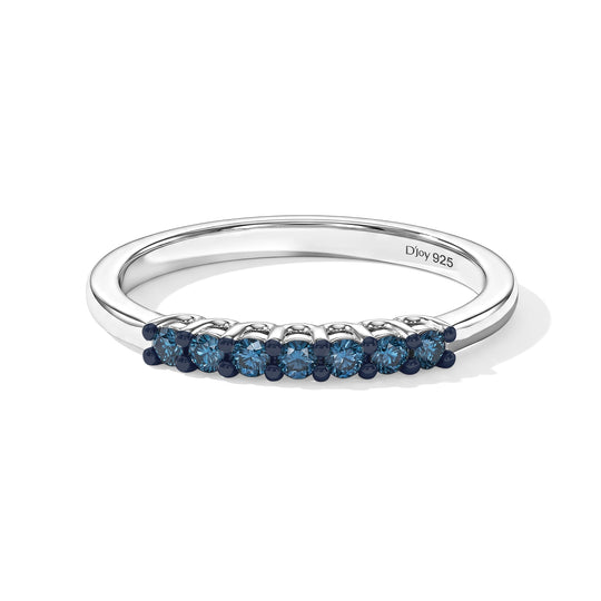 D'Joy Blauer Diamant (IR) Ring 925 Silber Rhodiniert (Größe 20.00) ca. 0,18 ct