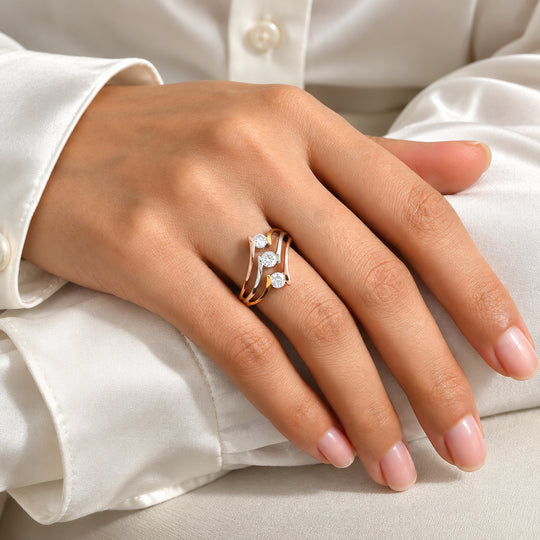 D'Joy Moissanit Ring 925 Silber Dreifarbig  (Größe 19.00) ca. 0,69 ct
