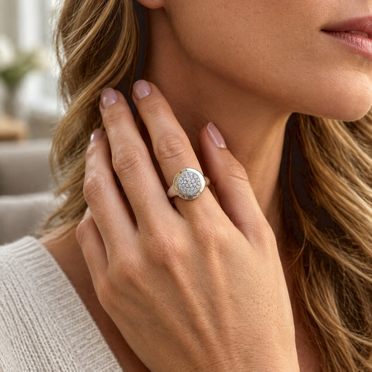 D'Joy Moissanit Ring 925 Silber Rhodiniert (Größe 21.00) ca. 0,51 ct