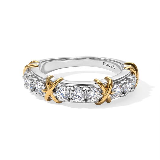 D'Joy Moissanit Ring 925 Silber Platiniert und vergoldet (Größe 17.00) ca. 0,93 ct
