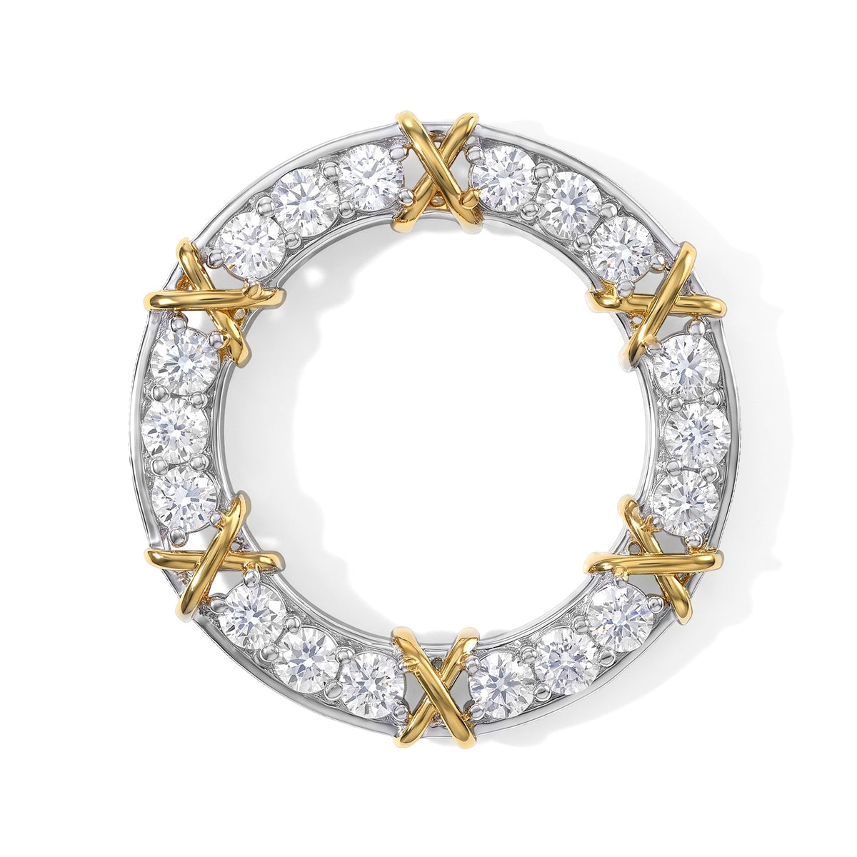 D'Joy Moissanit Anhänger 925 Silber Rhodiniert und 750 Gelbgold Vermeil ca. 1,85 ct.