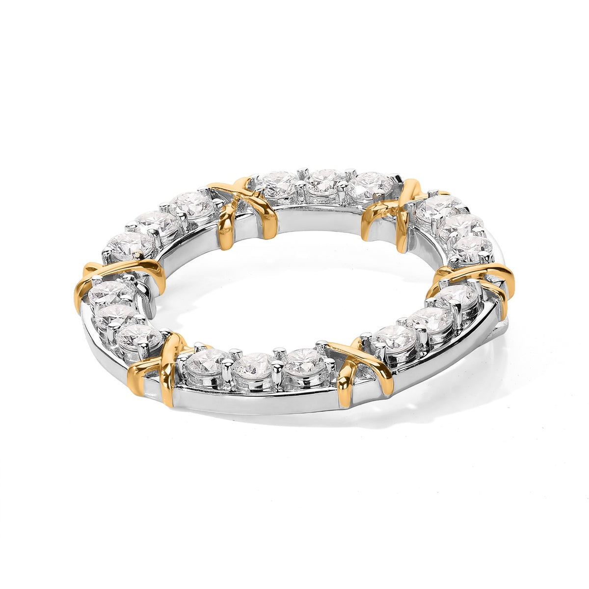 D'Joy Moissanit Anhänger 925 Silber Rhodiniert und 750 Gelbgold Vermeil ca. 1,85 ct.