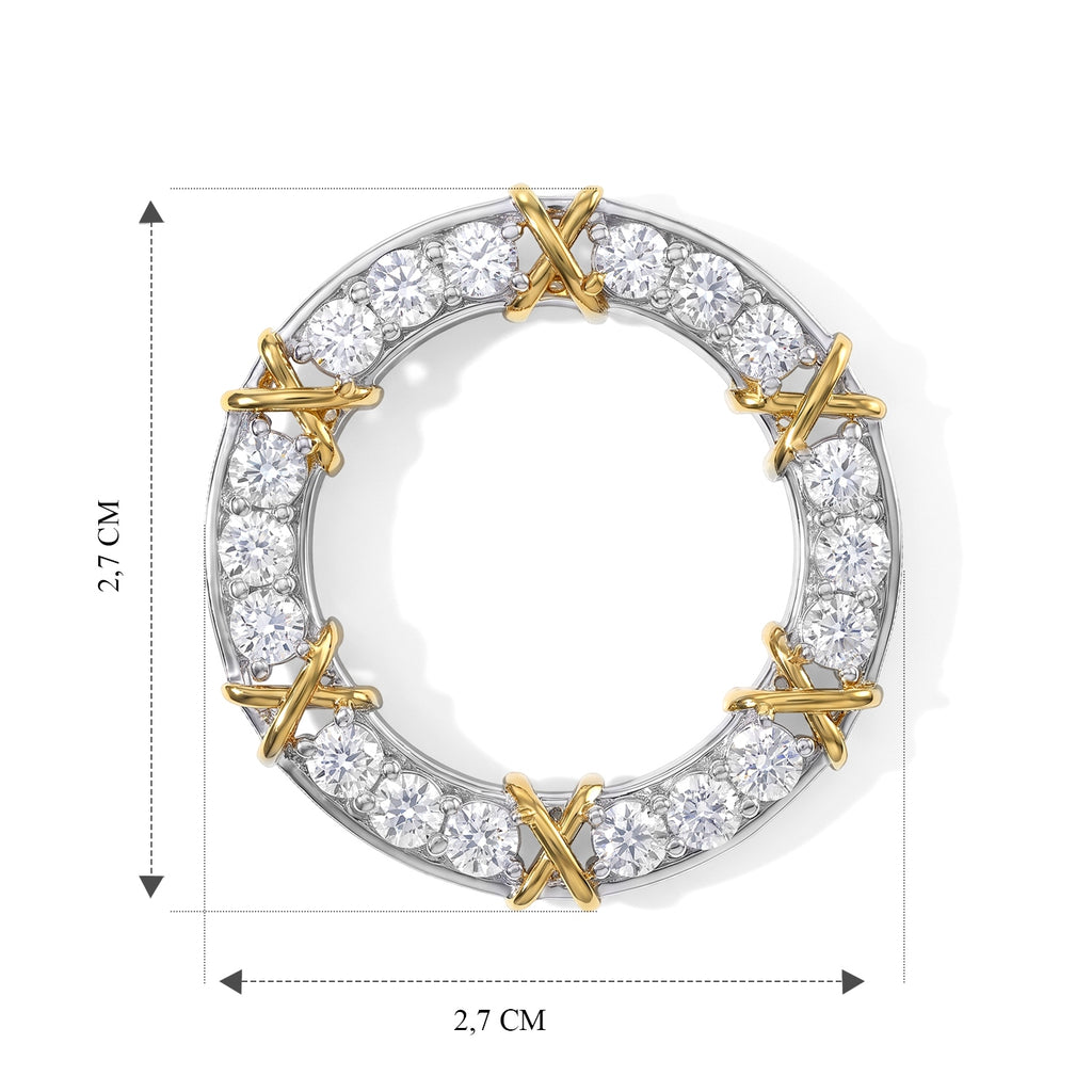 D'Joy Moissanit Anhänger 925 Silber Rhodiniert und 750 Gelbgold Vermeil ca. 1,85 ct.