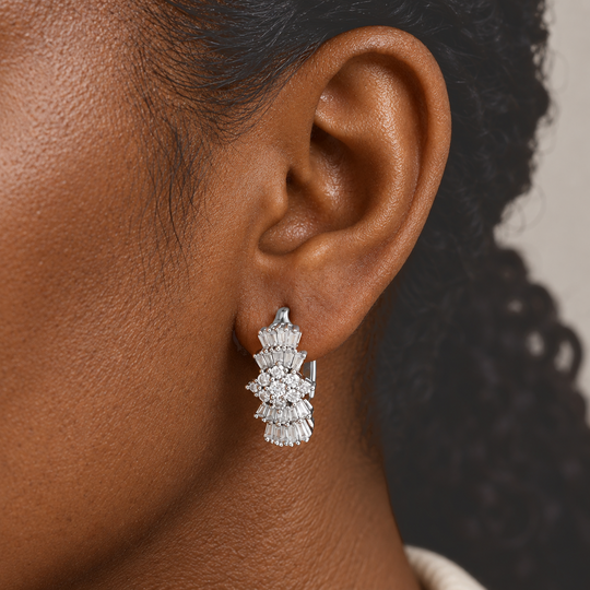 D'Joy Moissanit Ohrringe 925 Silber Rhodiniert ca. 1,94 ct.