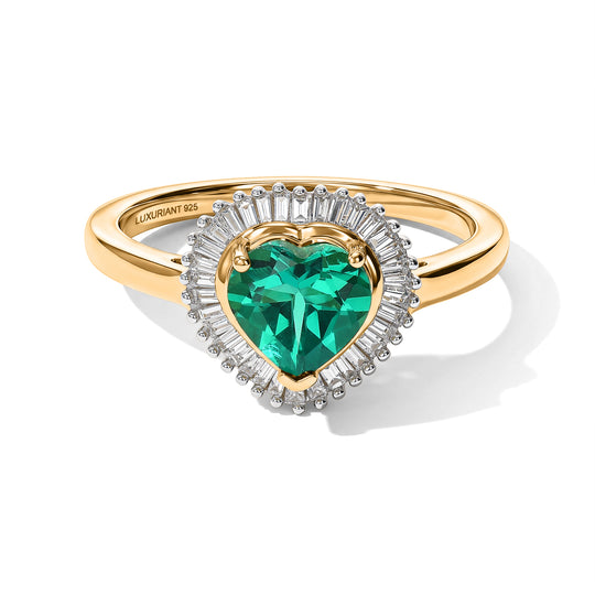 LUXURIANT DIAMOND - AAA Lab Grown Kolumbianischer Smaragd, Lab Grown Diamant Ring 925 Silber 750 Gelbgold vermeil (Größe 18.00) ca. 1,36 ct