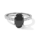 D'Joy Schwarzer Moissanit, Moissanit Ring 925 Silber Rhodiniert (Größe 18.00) ca. 2,57 ct