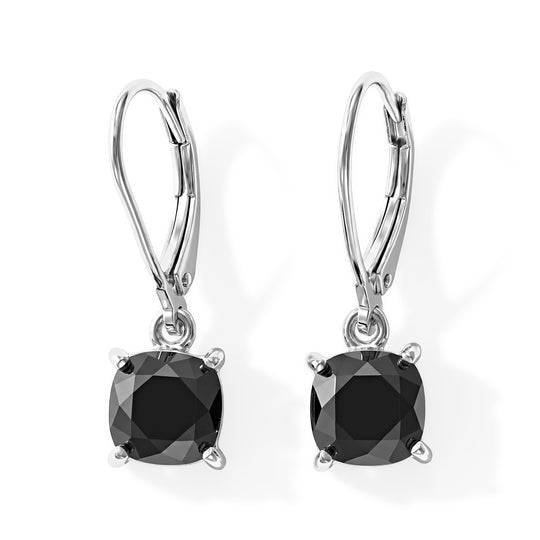 D'Joy Schwarzer Moissanit Ohrringe 925 Silber Rhodiniert ca. 3,32 ct.