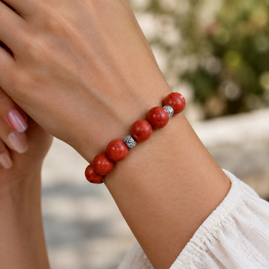 EVER TRUE Magnesit Armband ca. BR-Stretch cm Nickelfreies Messing Platiniert ca. 220.00 ct