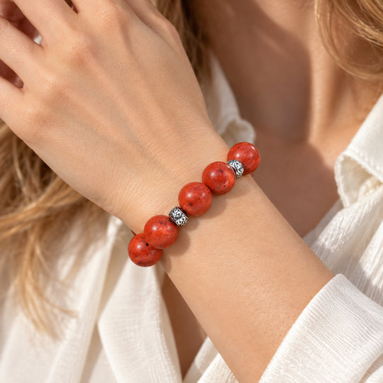 EVER TRUE Magnesit Armband ca. BR-Stretch cm Nickelfreies Messing Platiniert ca. 220.00 ct