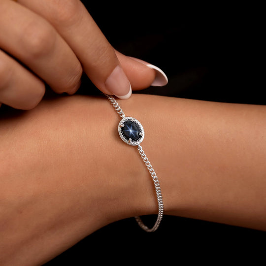 EVER TRUE Diffundierter Stern blauer Saphir Armband (10-15 Werktage Lieferzeit) ca. 19 cm Reine Bronze ca. 2,15 ct.