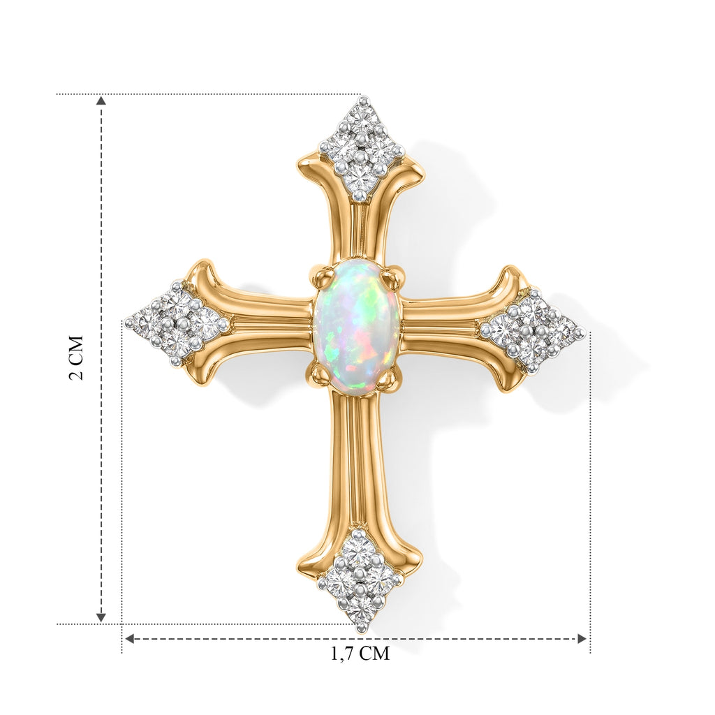D'Joy AA Natürlicher, äthiopischer Welo Opal, Weißer Zirkon Anhänger 925 Silber 750 Vergoldet (10-15 Werktage Lieferzeit) ca. 0,29 ct.