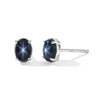 Diffundierter Stern blauer Saphir Ohrringe 925 Silber Rhodiniert ca. 1,56 ct.