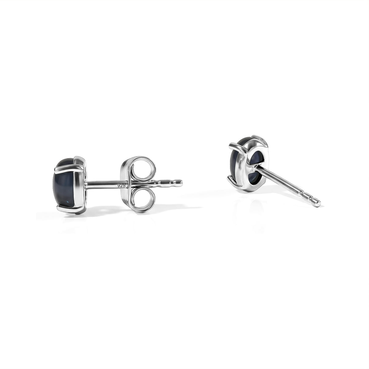 Diffundierter Stern blauer Saphir Ohrringe 925 Silber Rhodiniert ca. 1,56 ct.