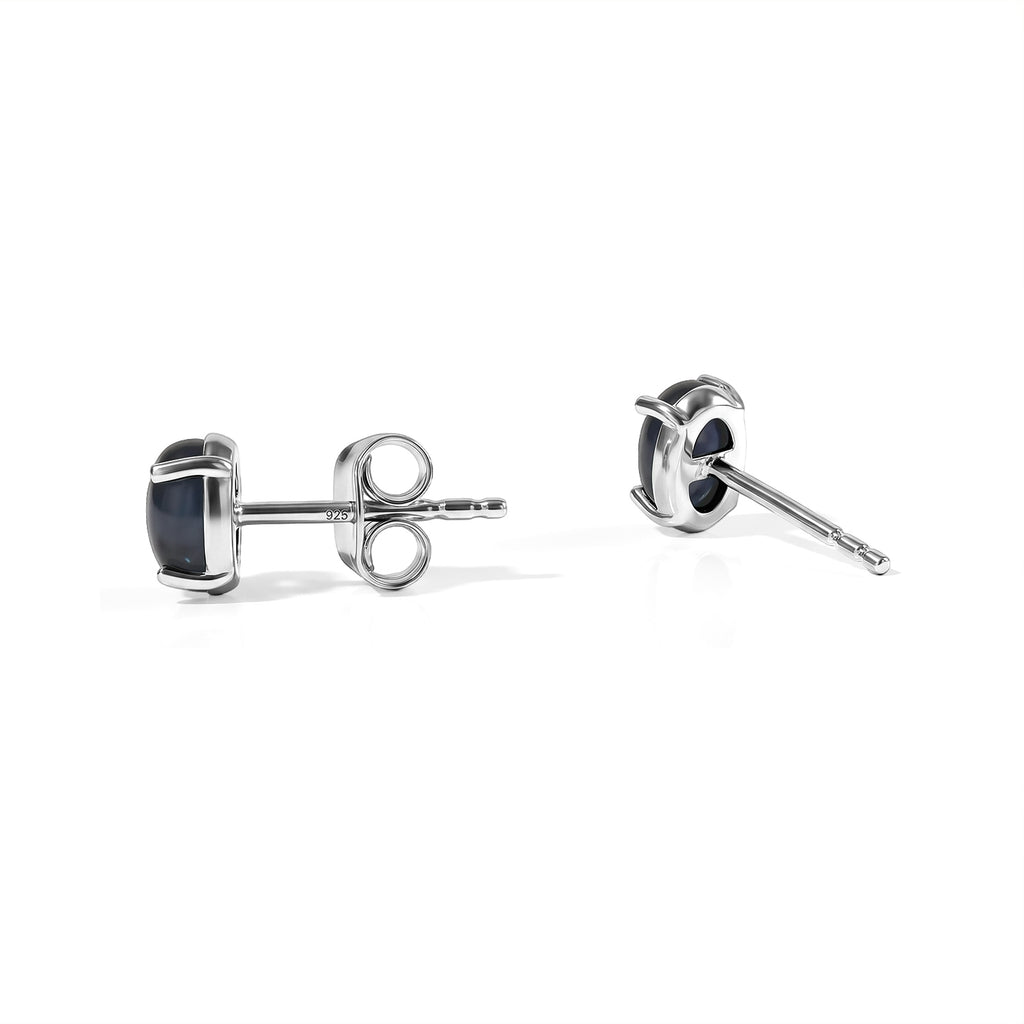 Diffundierter Stern blauer Saphir Ohrringe 925 Silber Rhodiniert ca. 1,56 ct.