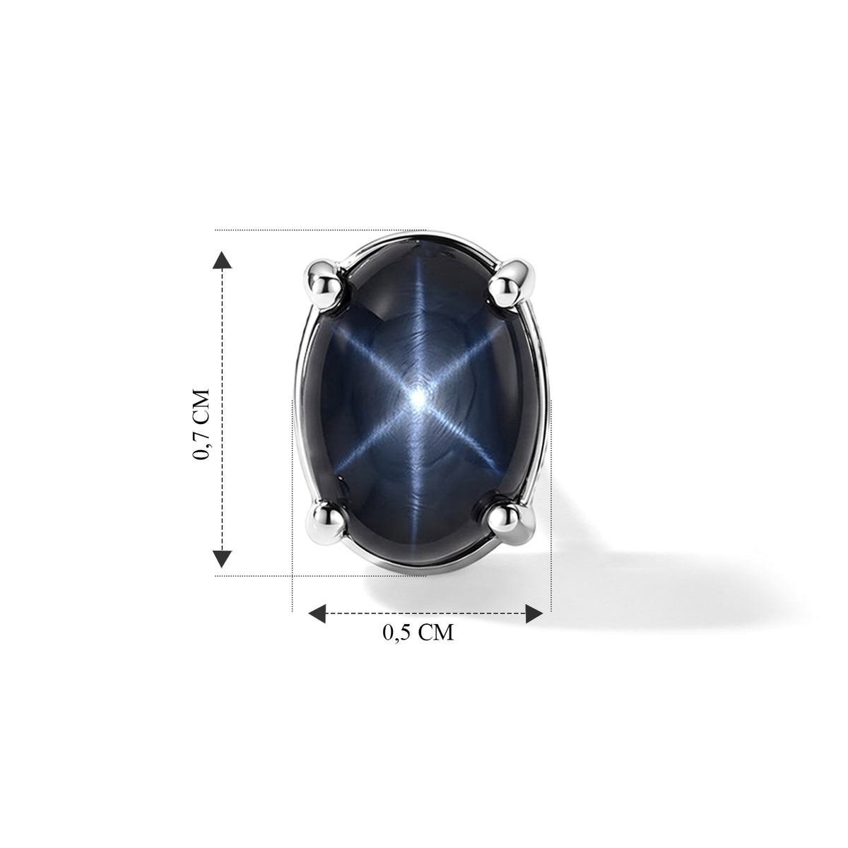 Diffundierter Stern blauer Saphir Ohrringe 925 Silber Rhodiniert ca. 1,56 ct.