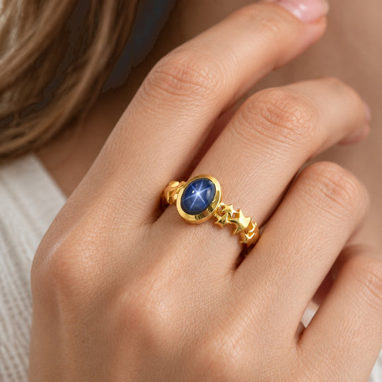 EVER TRUE Stern blauer Saphir (Diffundierter) Ring Reine Bronze (Größe 17.00) ca. 2.37 ct