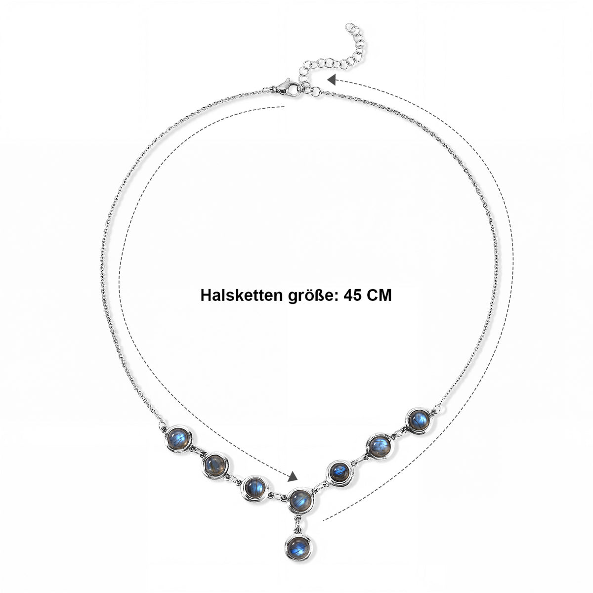 EVER TRUE AAA Labradorit Halskette ca. 45 cm 316L Edelstahl ca. 13,35 ct.