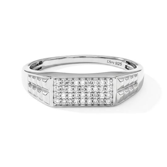 D'Joy Weißer Diamant Ring 925 Silber Rhodiniert (Größe 20.00) ca. 0,23 ct