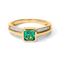 LUXURIANT DIAMOND - AAA Lab Grown Kolumbianischer Smaragd, Lab Grown Diamant Ring 925 Silber 750 Gelbgold vermeil (Größe 17.00) ca. 1,14 ct