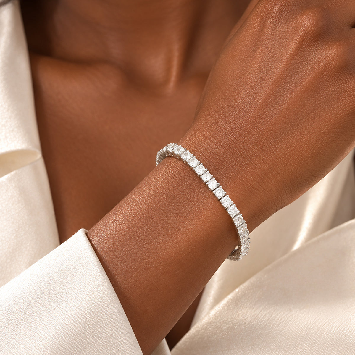 LUXURIANT DIAMOND - Lab Grown Diamant SGL zertifiziert VS-EF Armband ca. 19 cm 925 Silber Rhodiniert ca. 7,99 ct.