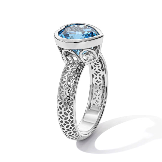 D'Joy Schweizer Blautopas Ring 925 Silber Platiniert (Größe 18.00) ca. 3,06 ct
