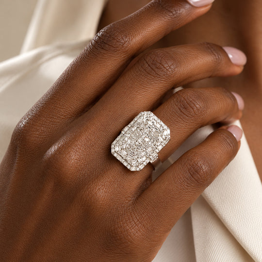 D'Joy Moissanit Ring 925 Silber Rhodiniert (Größe 18.00) ca. 2,60 ct