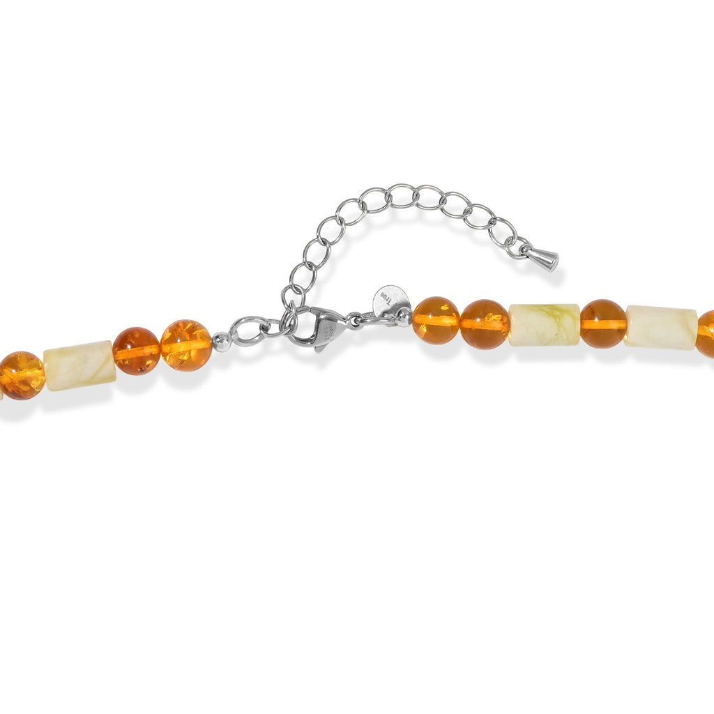 EVER TRUE Serpentin, Bernstein Halskette ca. 50 cm 316L Edelstahl ca. 135.00 ct