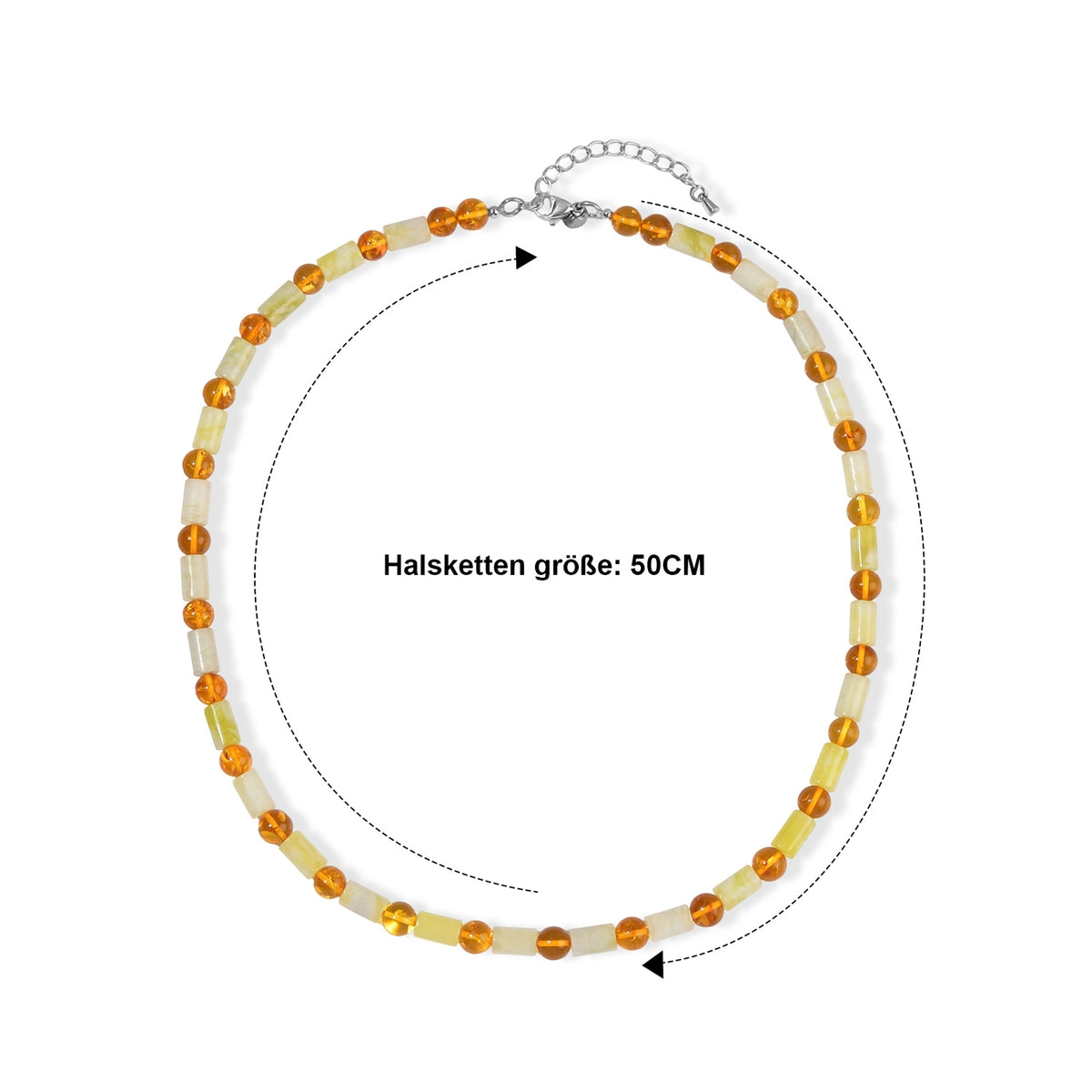 EVER TRUE Serpentin, Bernstein Halskette ca. 50 cm 316L Edelstahl ca. 135.00 ct