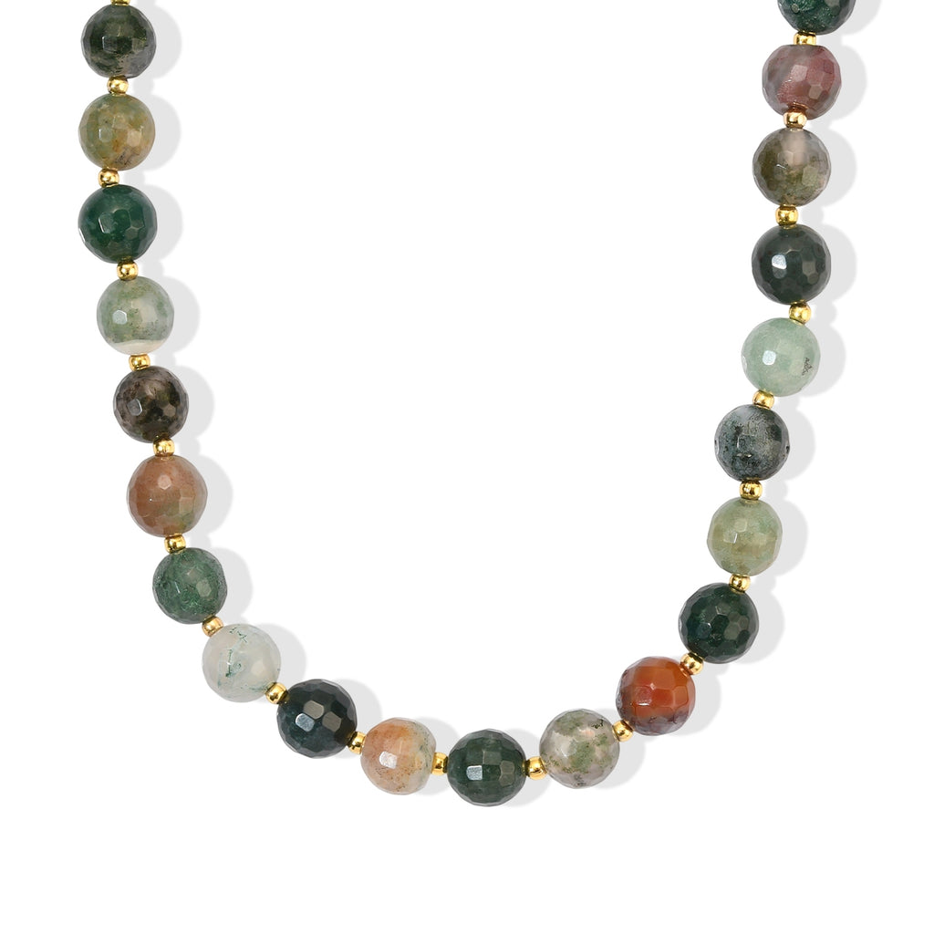EVER TRUE Moosachat Halskette ca. 50 cm Nickelfreies Messing 750 Vergoldet ca. 165.00 ct
