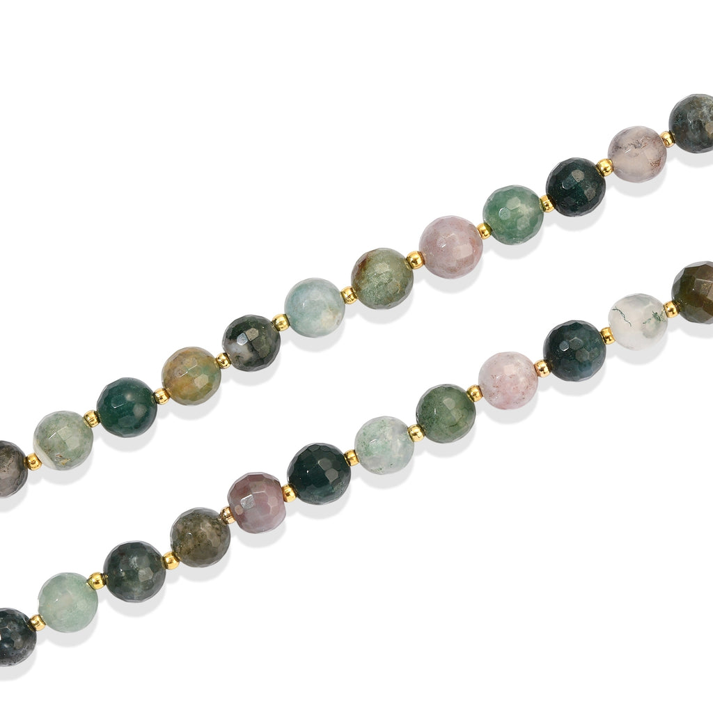 EVER TRUE Moosachat Halskette ca. 50 cm Nickelfreies Messing 750 Vergoldet ca. 165.00 ct