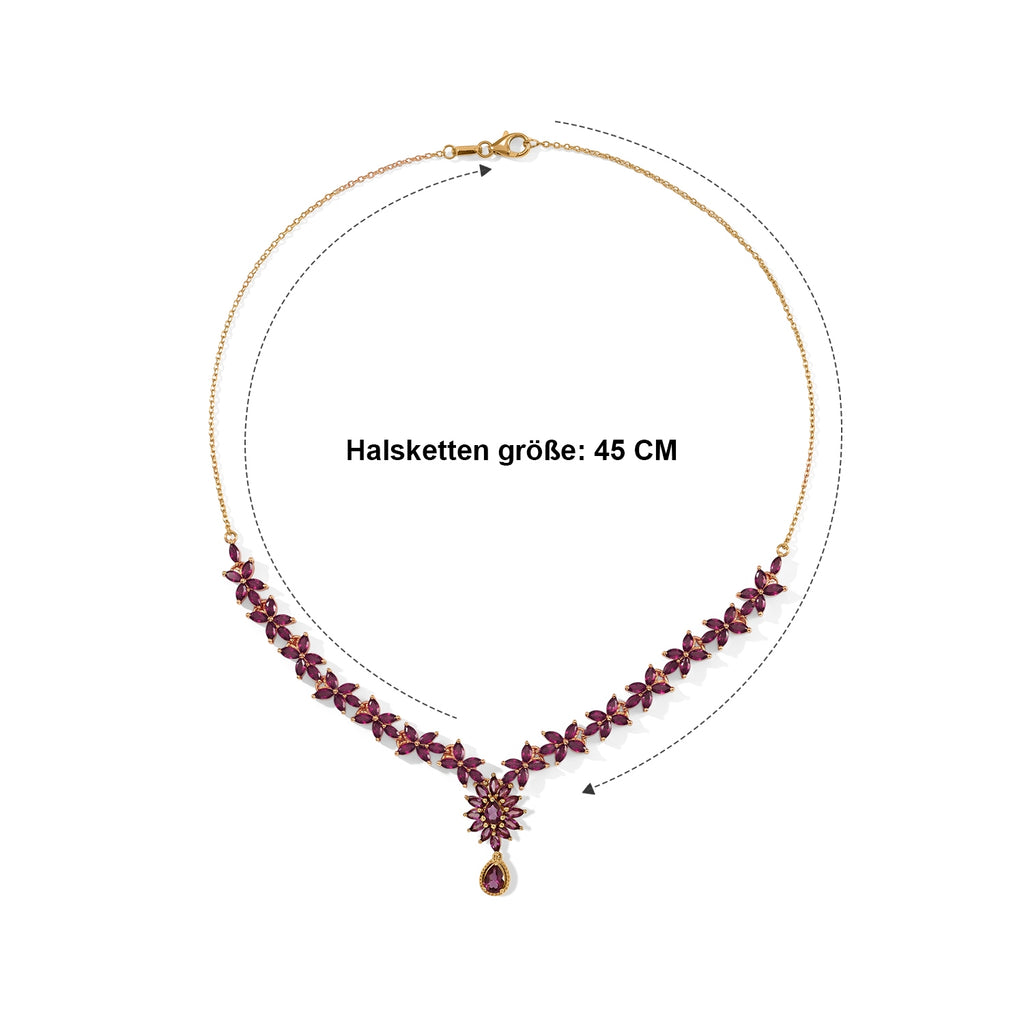 D'Joy Natürlicher Rhodolith Granat Halskette ca. 45 cm 925 Silber 750 Gelbgold vermeil ca. 26,05 ct.