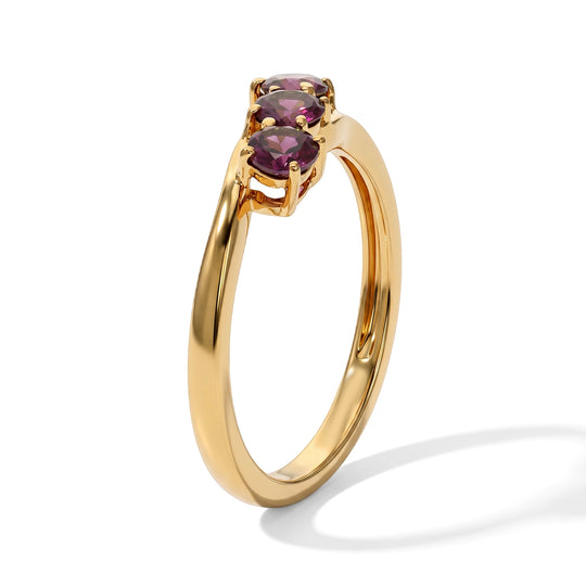 D'Joy Natürlicher Rhodolith Granat Ring 925 Silber 750 Vergoldet (Größe 18.00) ca. 0,70 ct