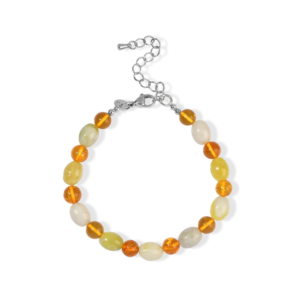 EVER TRUE Serpentin, Bernstein Armband ca. 19 cm 316L Edelstahl ca. 40.00 ct