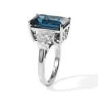 D'Joy AAA London Blau Topas (14x10), Moissanit Ring 925 Silber Rhodiniert (Größe 17.00) (4-4 Werktage Lieferzeit) ca. 9.47 ct