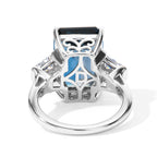 D'Joy AAA London Blau Topas (14x10), Moissanit Ring 925 Silber Rhodiniert (Größe 17.00) (4-4 Werktage Lieferzeit) ca. 9.47 ct