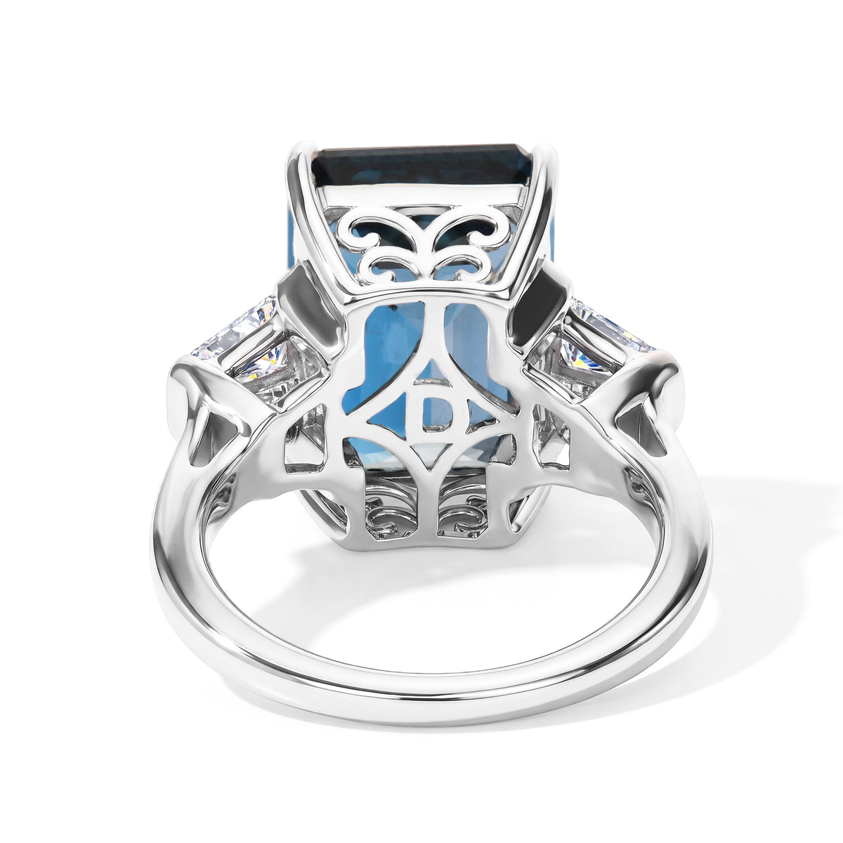 D'Joy AAA London Blau Topas (14x10), Moissanit Ring 925 Silber Rhodiniert (Größe 18.00) (2-6 Werktage Lieferzeit) ca. 9.47 ct