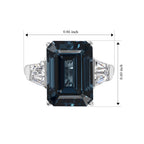 D'Joy AAA London Blau Topas (14x10), Moissanit Ring 925 Silber Rhodiniert (Größe 19.00) (2-6 Werktage Lieferzeit) ca. 9.47 ct