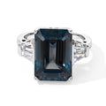 D'Joy AAA London Blau Topas, Moissanit Ring 925 Silber Rhodiniert (Größe 20.50)   ca. 9,47 ct